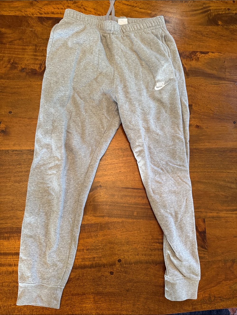 Nike Gray Mens Joggers with White Logo